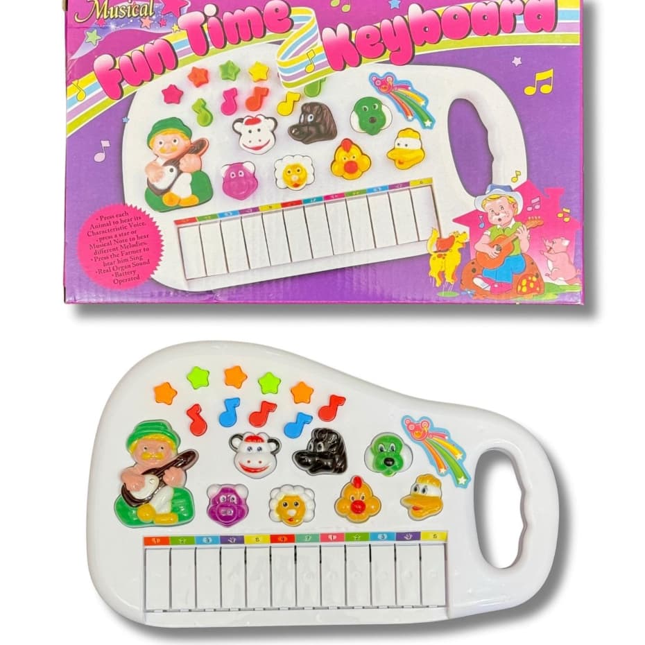 Piano Infantil Teclado Brinquedo Fazenda Musical Divertido 28cm 12 Teclas.