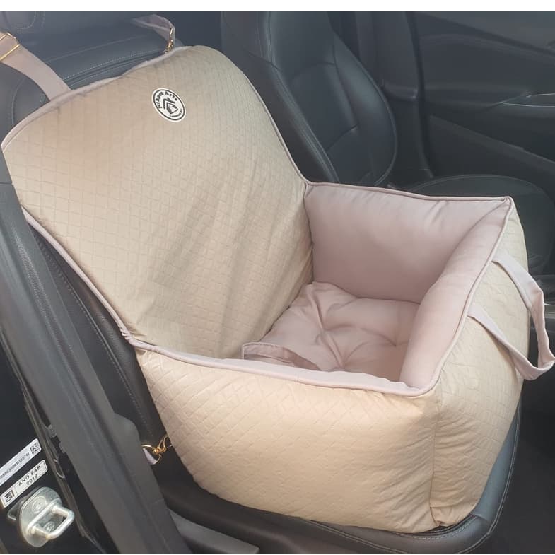 Cadeira Pet Cães E Gatos Para Carro Bege Segurança 10kg