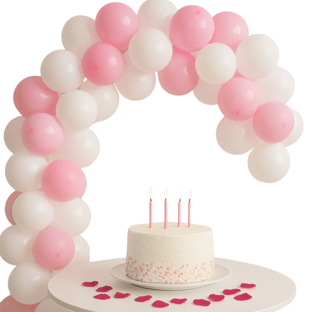 Kit Arco de Bexiga N6 Rosa e Branco + Fita 5m Para Montagem de arco decorativo aniversário