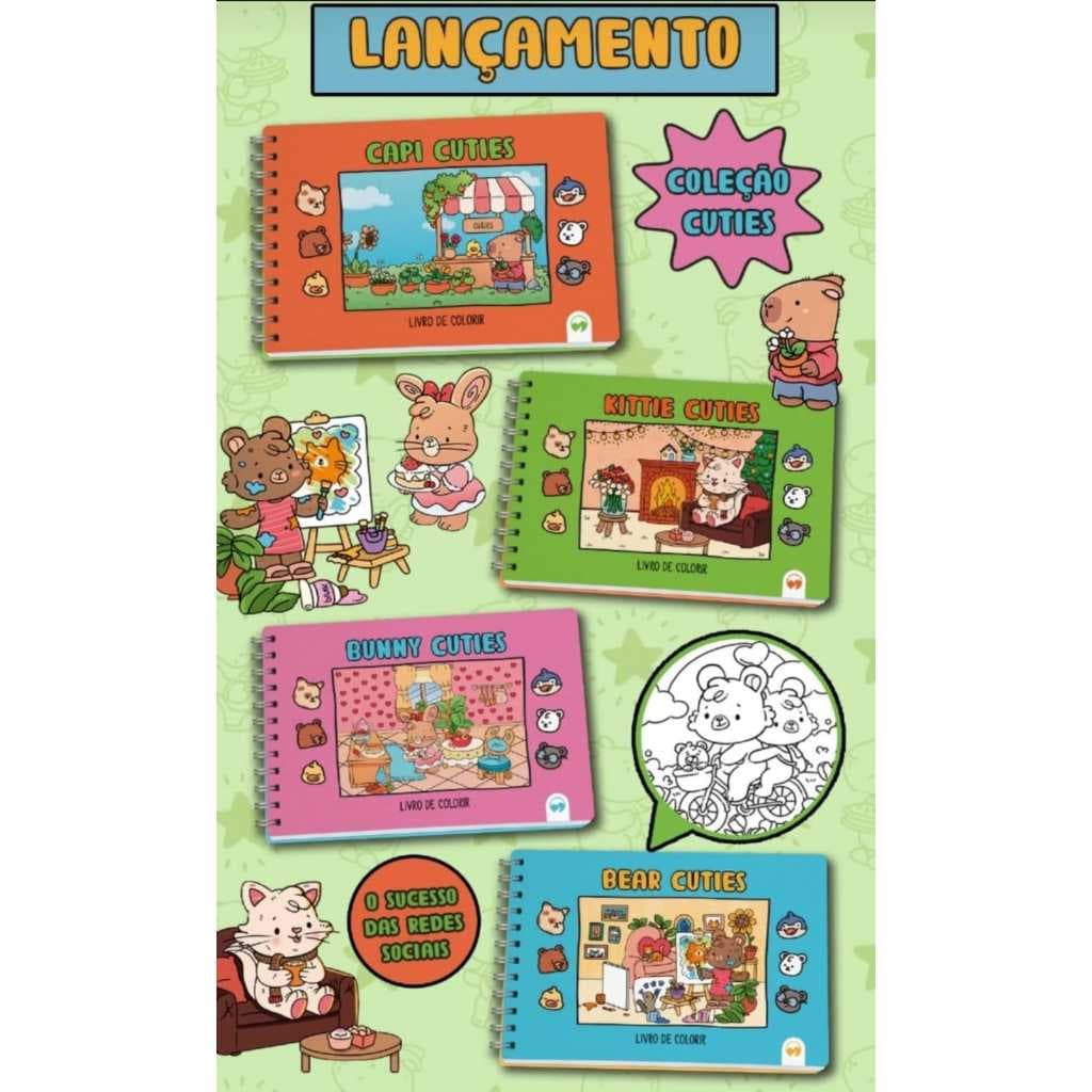 Kit livros para colorir CAPI CUTIES, BEAR CUTIES,BUNNY CUTIES E KITTIE CUTIES diversão garantida
