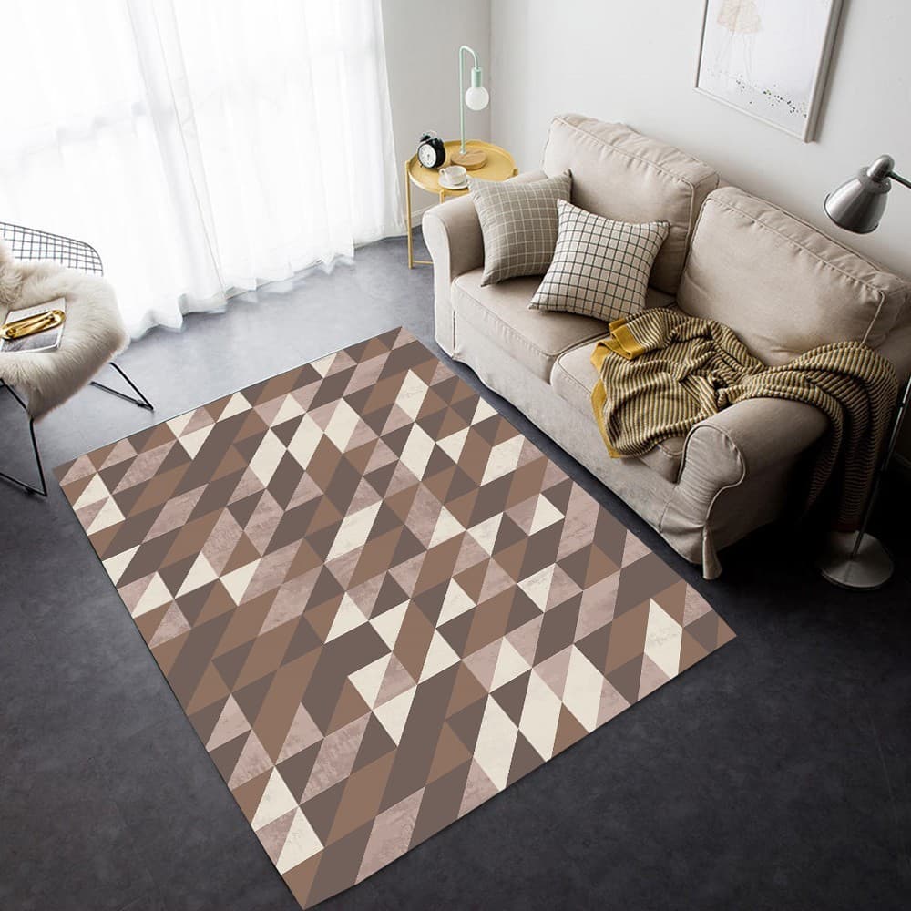 Tapete Antiderrapante Geométrico Marrom Cronos 140x200cm Casa Dona