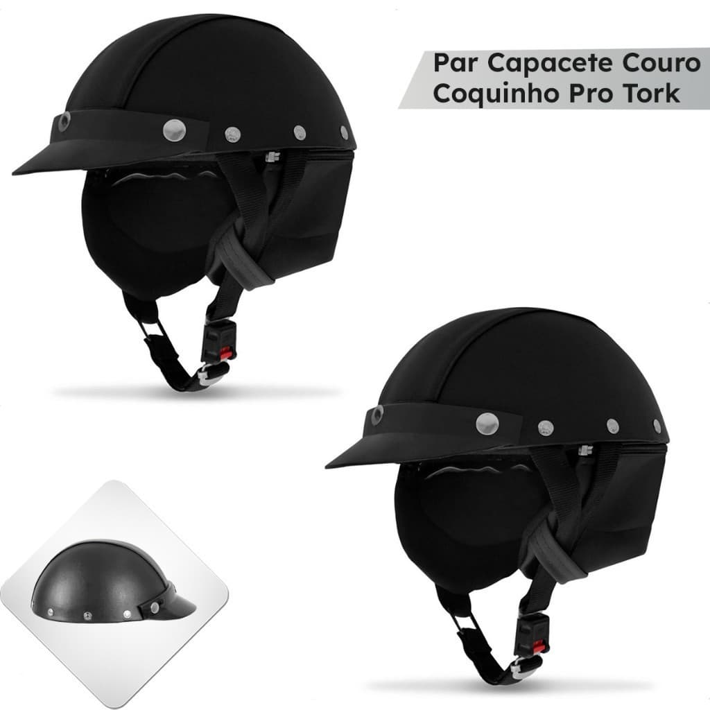 Par Capacete Couro Coquinho Pro Tork Custom Bike Moto