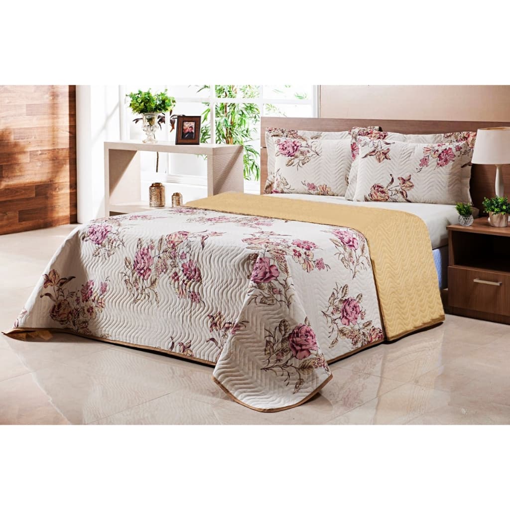 Cobre Leito Colcha Floral Requinte Cama King Algodão 3 peças