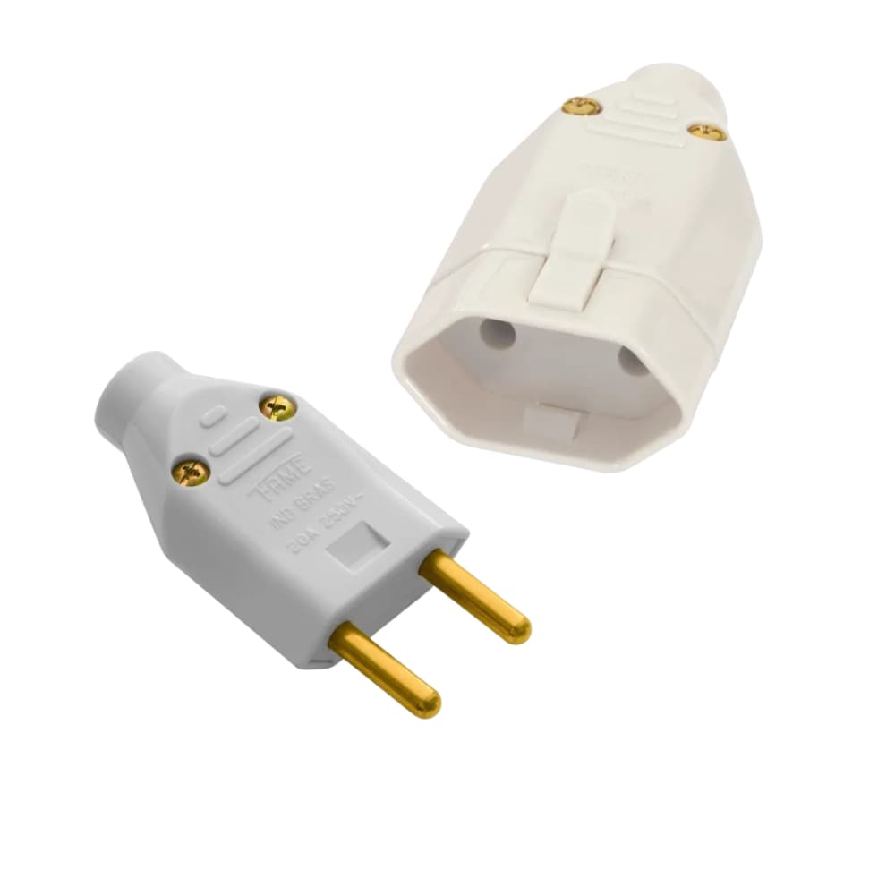 Kit Plug Macho 10a + Tomada Plug Fêmea 10a 2p Fame