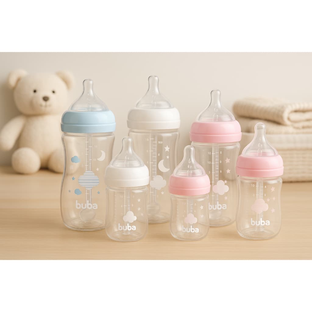 Kit 2 Mamadeira Infantil Buba 270ml 330ml Anticolica Bico Fluxo 2 e 3