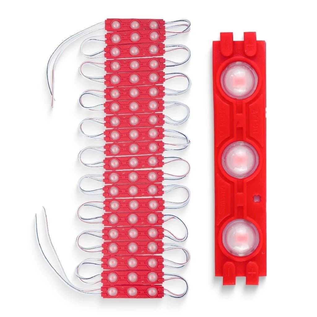 Kit 20 Modulos De Led 3 Leds Vermelho 7025 1.5W IP65