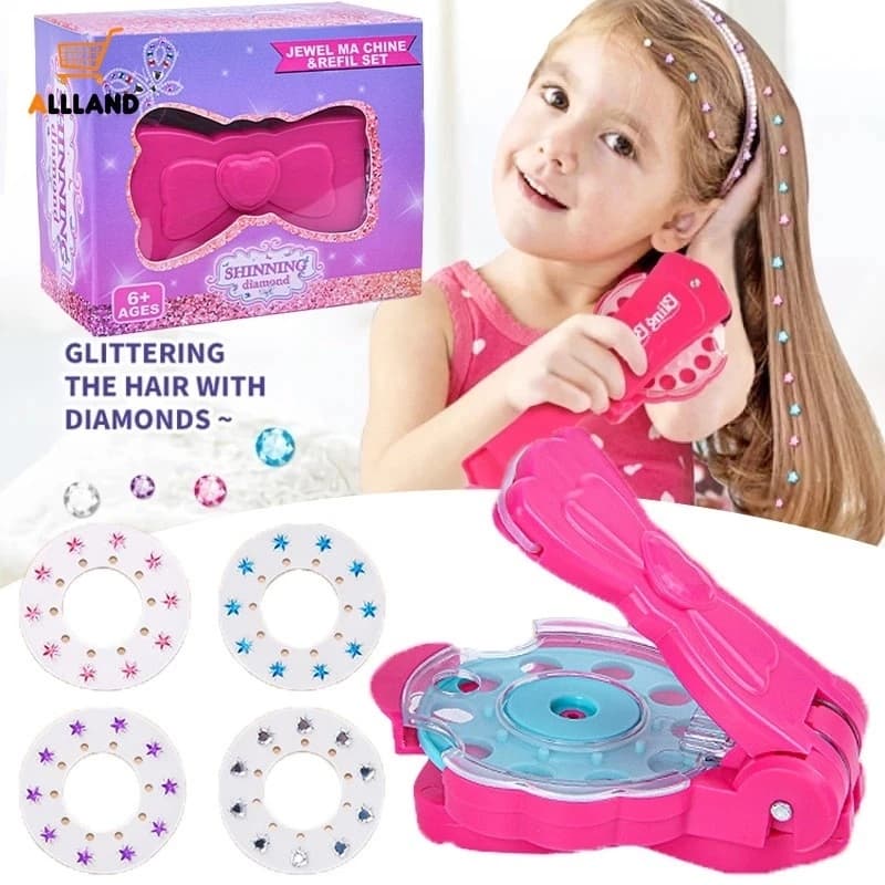 Máquina De Maquiagem Para Decoração De Cabelos De Menina Rhinestone Princesa Brinquedo De Brinquedos De Bricolage Ferram