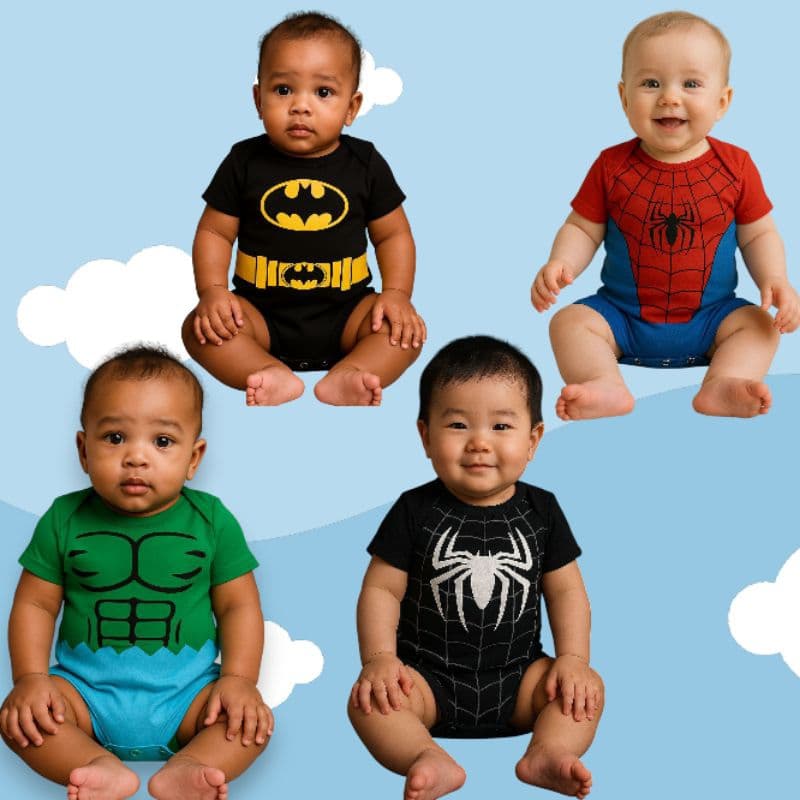 Body Mesvesario Temáticos Bebê Criança Menino Aranha Personagem Fantasia