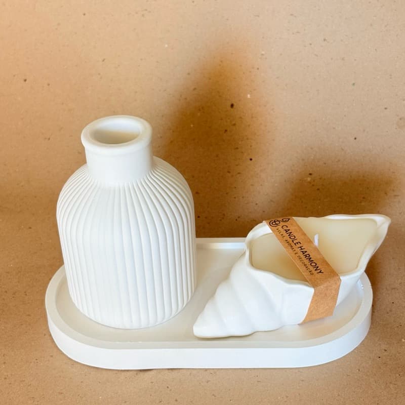 Vela Aromática Artesanal Concha - Base em Gesso