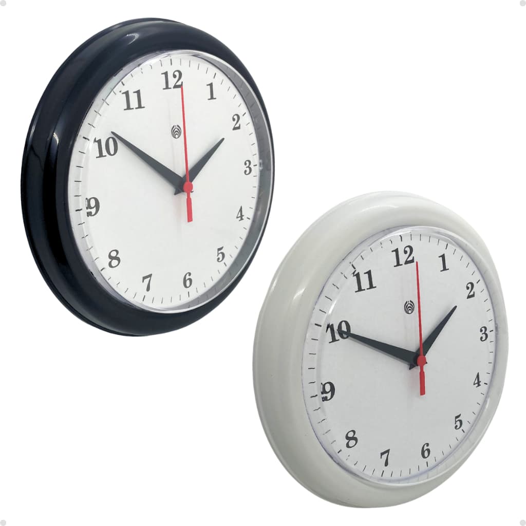 Relógio Parede Cozinha Sala Quarto Plasfort Tradicional Preto e Branco Pla015 Pla014