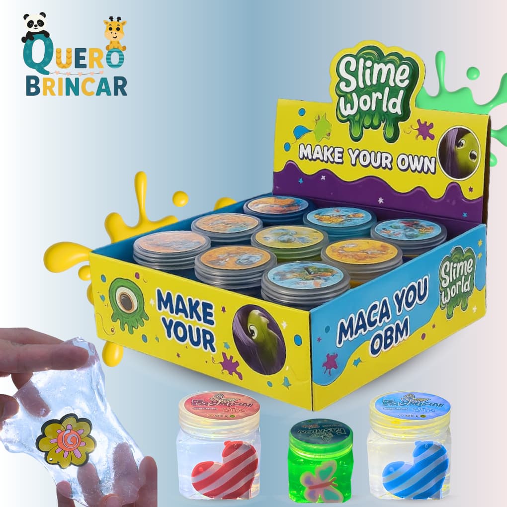 【OFERTA】Slime Surpresa em Pote com Brinde Secreto! Textura Viscosa que Não Gruda Brinquedos Surpresa