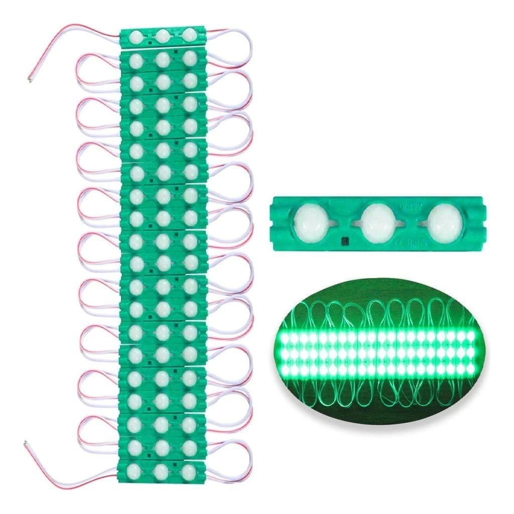 Kit 20 Modulos De Led 3 Leds Verde 7025 1.5W IP67