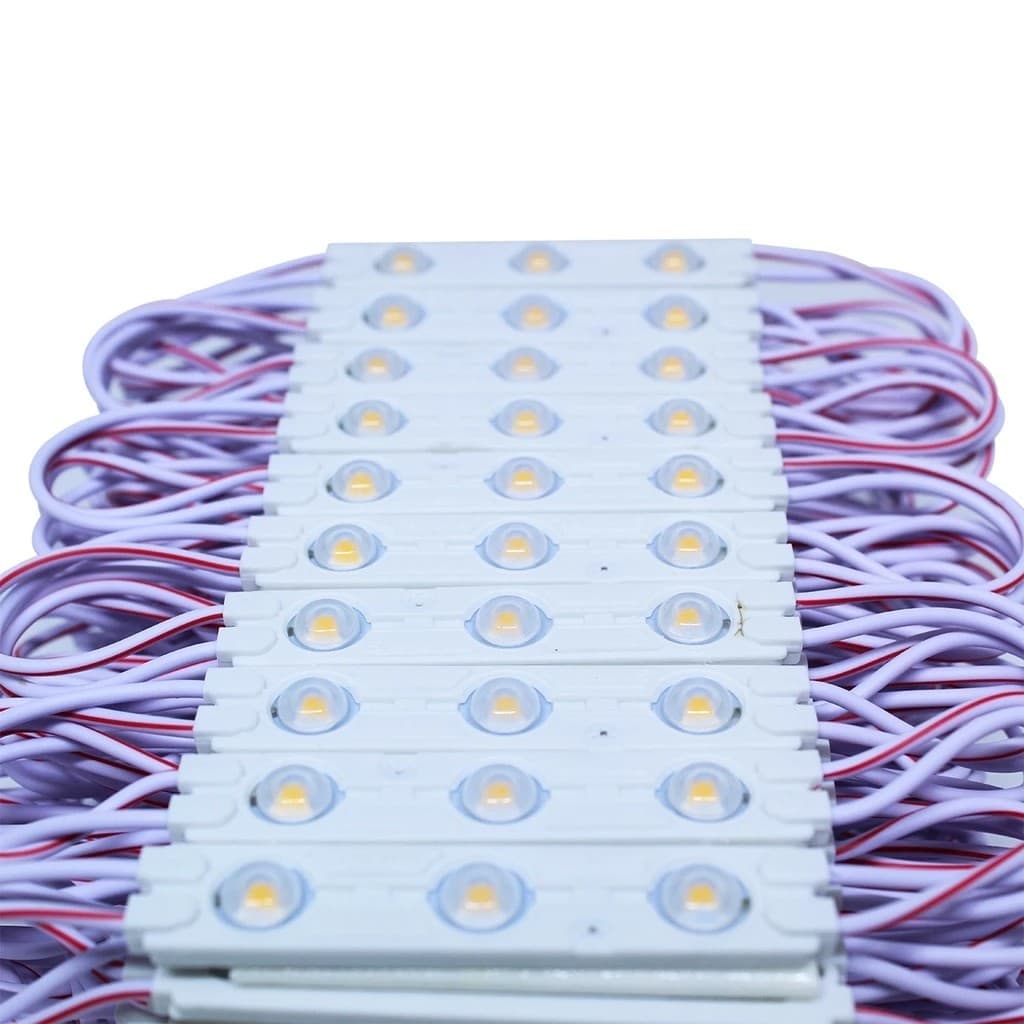 20pçs Módulo Injetado 7035 3-led 12v 1,5w 3000k Lente 160º