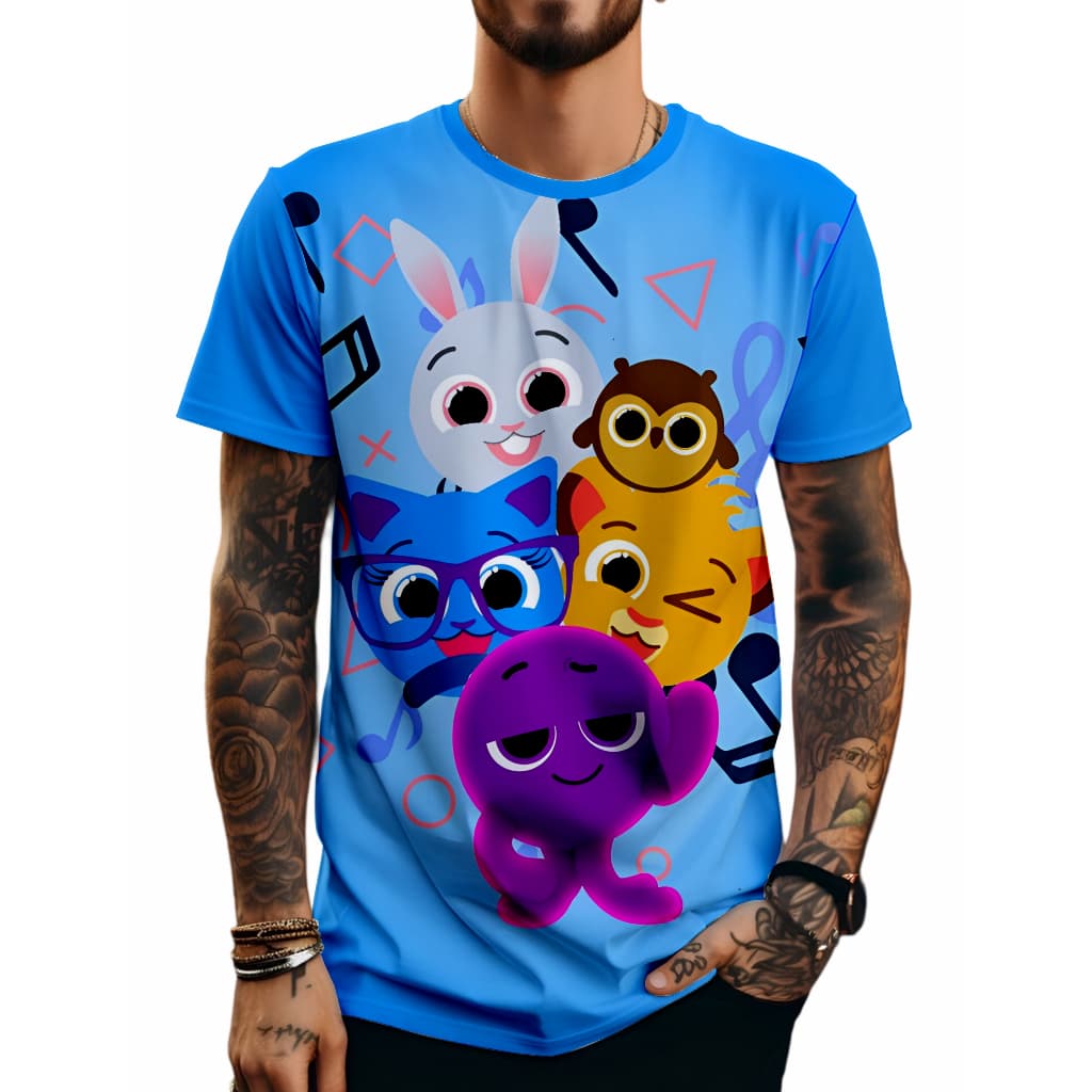 Camiseta Bolofofos Poliéster Estampa total Manga curta