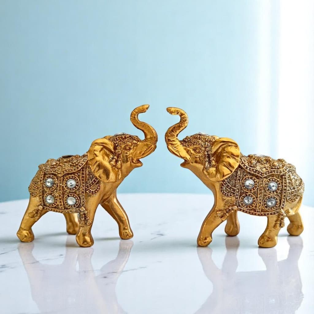 Elefante Decorativo Em Resina Indiano Sabedoria Sorte Top