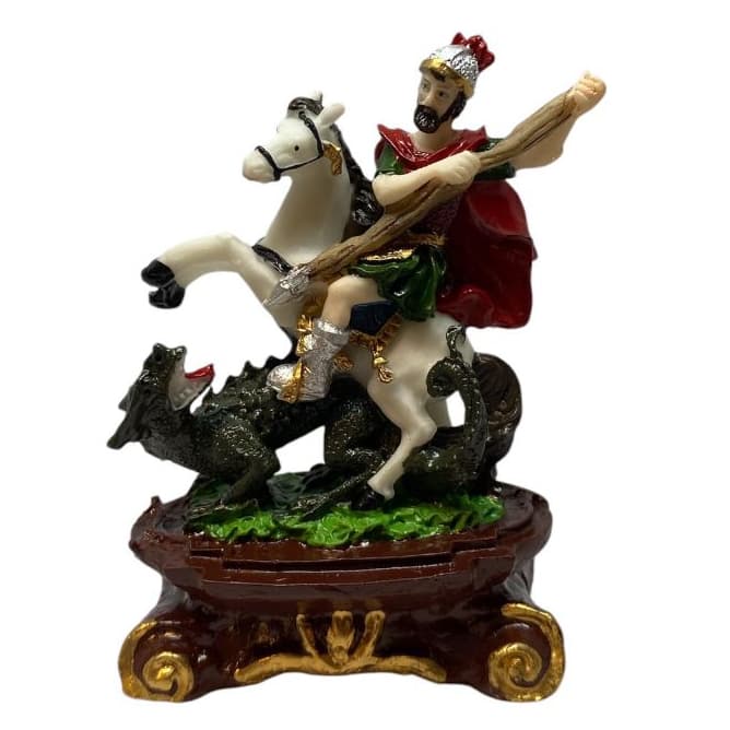 Estatua Guerreiro São Jorge 12cm Imagem Religiosa Em Resina Escultura Decorativa Estatueta Cavaleiro