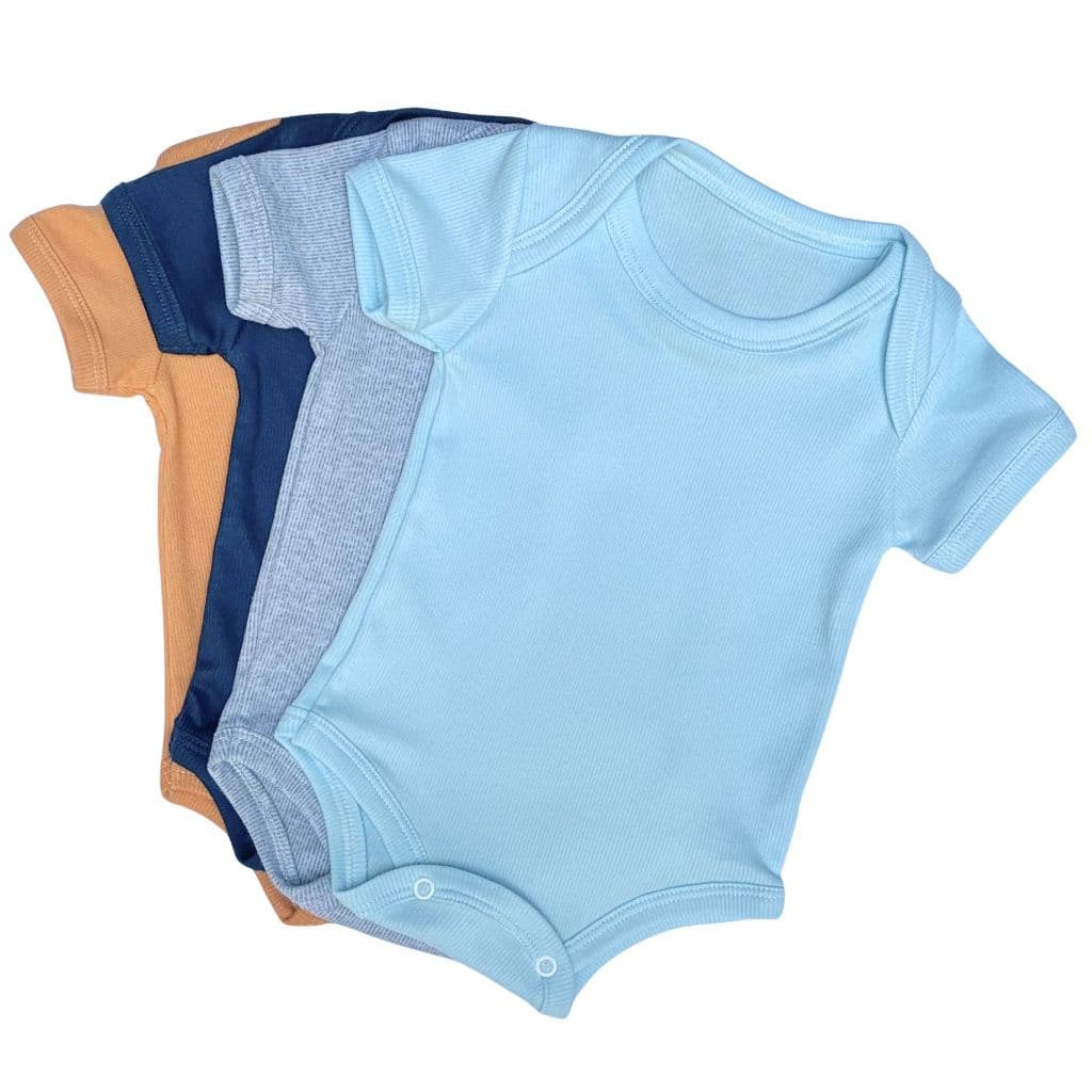 Kit 4 Body Manga Curta Roupa de Bebê Malha Canelada Algodão Enxoval