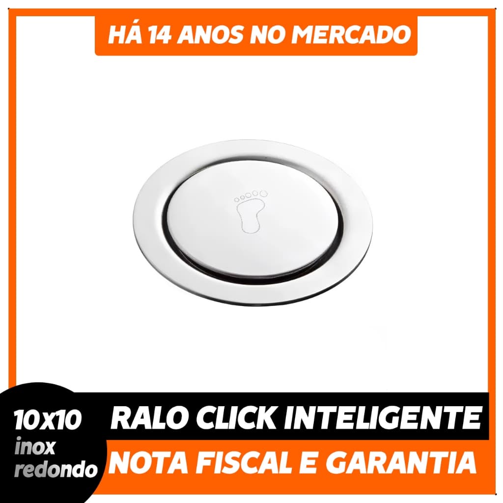Ralo Click Inteligente Pop Up Anti Odor Redondo Para Piso Em Inox 10x10cm