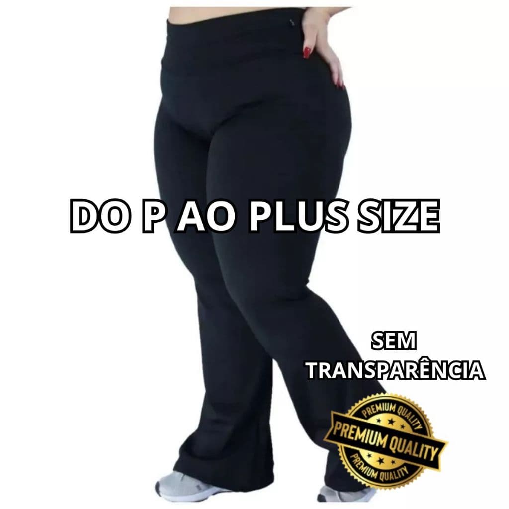 Calça Legging Feminina Plus Size Flare Leg Peluciada Bailarina Cintura Alta