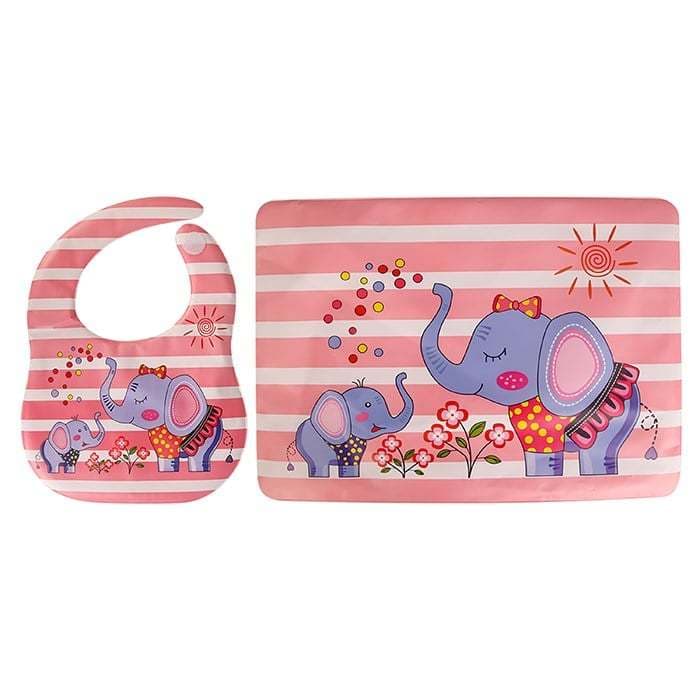 Kit Alimentação Infantil com Babador e Descanso de Prato – Silicone Antiderrapante