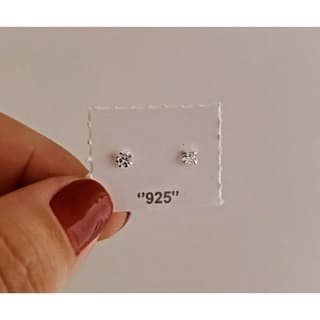 Brinco ponto de luz Pedra De Zircônia 3mm Prata 925