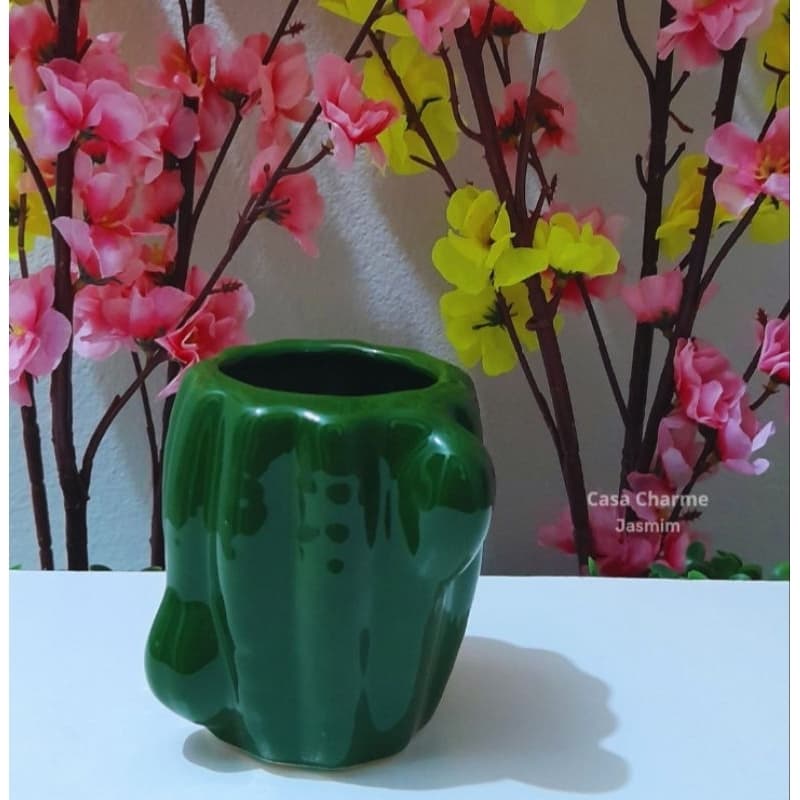 vaso cachepo cactus cerâmica esmaltada decoração para suculentas plantinhas artificial e natural