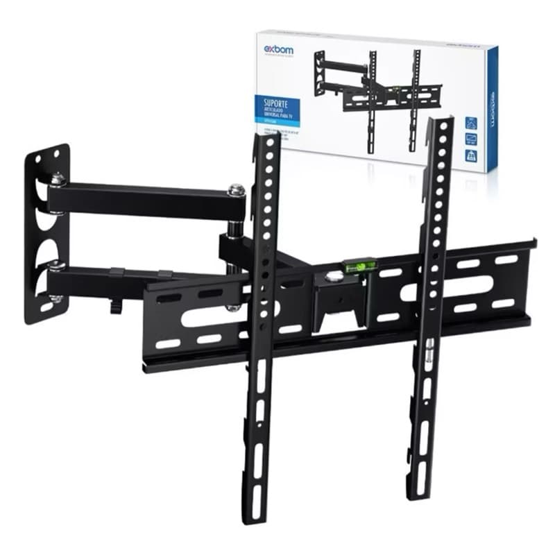 Suporte Articulado Universal TV LCD/LED 26" a 55" - Ajuste 360° ±20° Inclinação - Até 30kg - Prático e Resistente