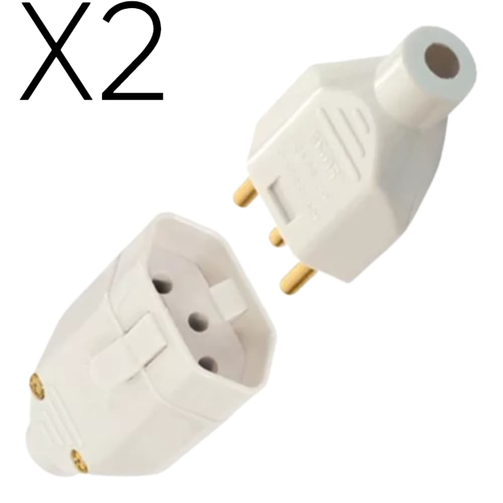 Kit 2 Plug Macho 10a + Plug Fêmea 10a 2p+t Fame Original