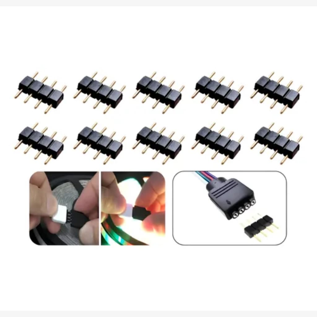 Kit 10 Peças Conector Emenda Fita Led Rgb 5050 3528 4 Pinos
