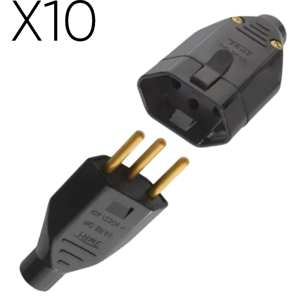 Kit 10 Plug Macho 20a + Tomada Plug Fêmea 20a 2pt Fame