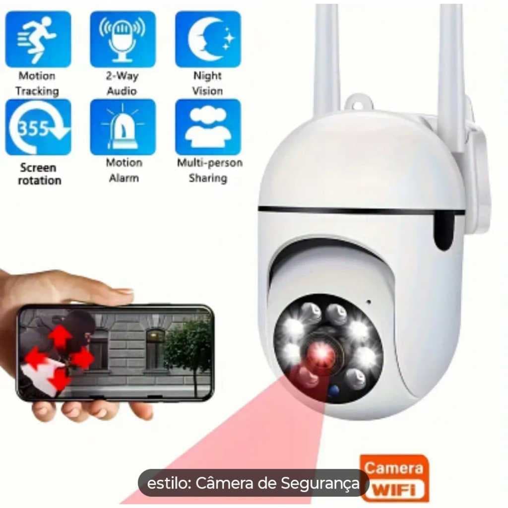 Câmera de Segurança OURLIFE Visão Noturna em Cor, Sem Fio, Interior/Exterior Áudio Bidirecional, Panorâmica/Multiângulo