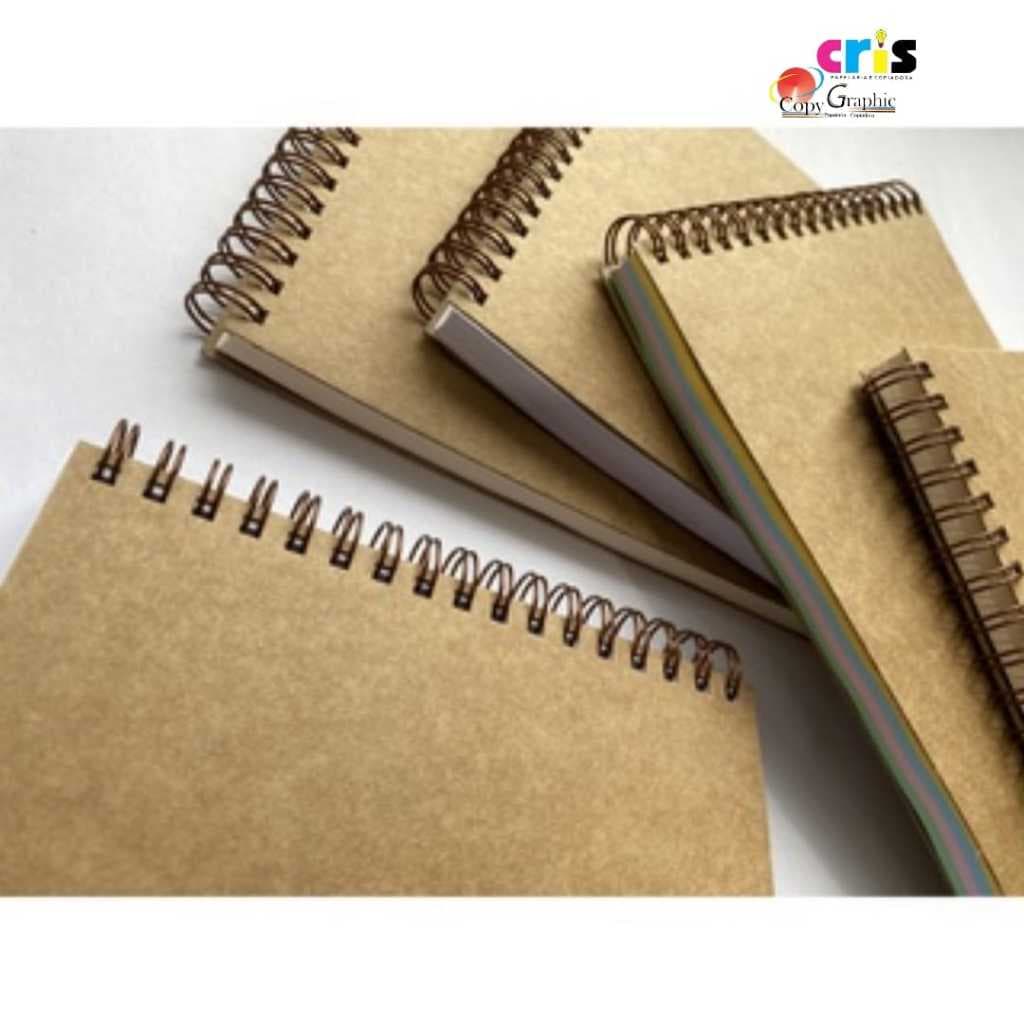 Caderno A5 HORIZONTAL SEM PAUTA (Capa Kraft - Wire-o) :)