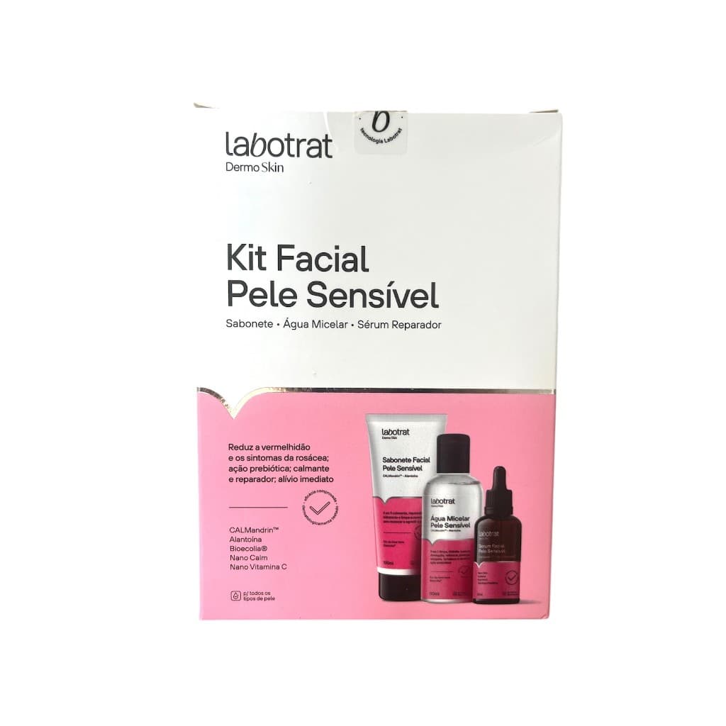 Kit Facial pele sensível sabonete agua micelar e serum reparador