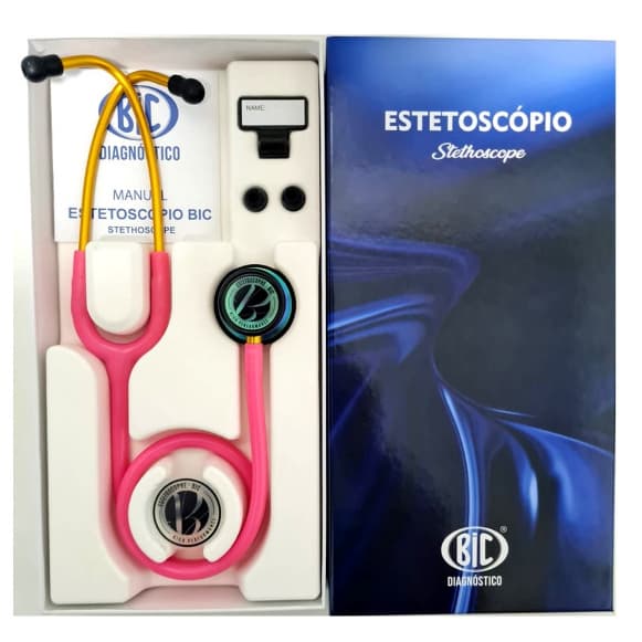 Estetoscópio Bic Eternity III Rosa Gold Rainbow Excelente Ausculta  Adulto e Pediátrico e Garantia de 5 anos