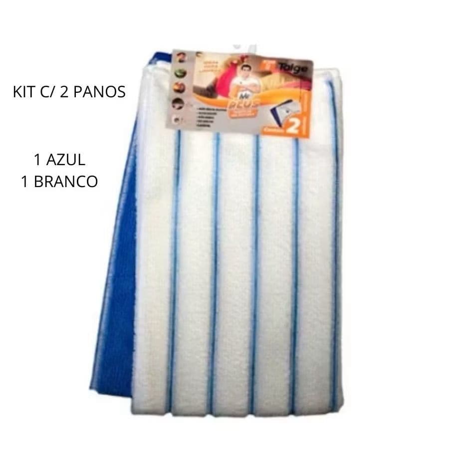 Kit 2 Panos Microfibra 40x48 cm Multiuso Limpa Vidro Flanela Automotiva Alta Absorção