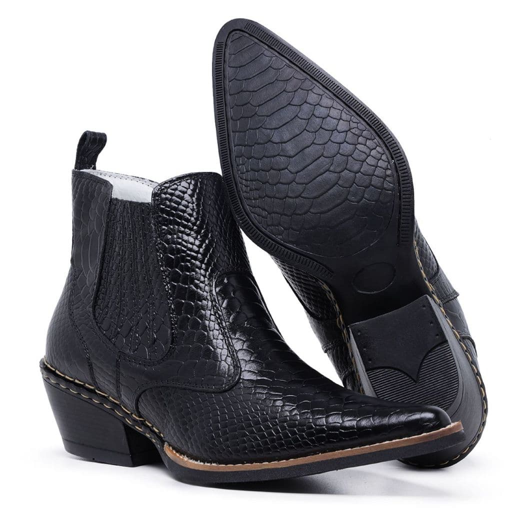 Bota Country Bico Fino Masculina Escamada 100% Couro Legítimo