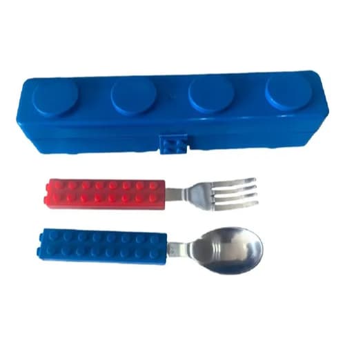 Kit Colher Garfo E Estojo De Blocos Criança Comida