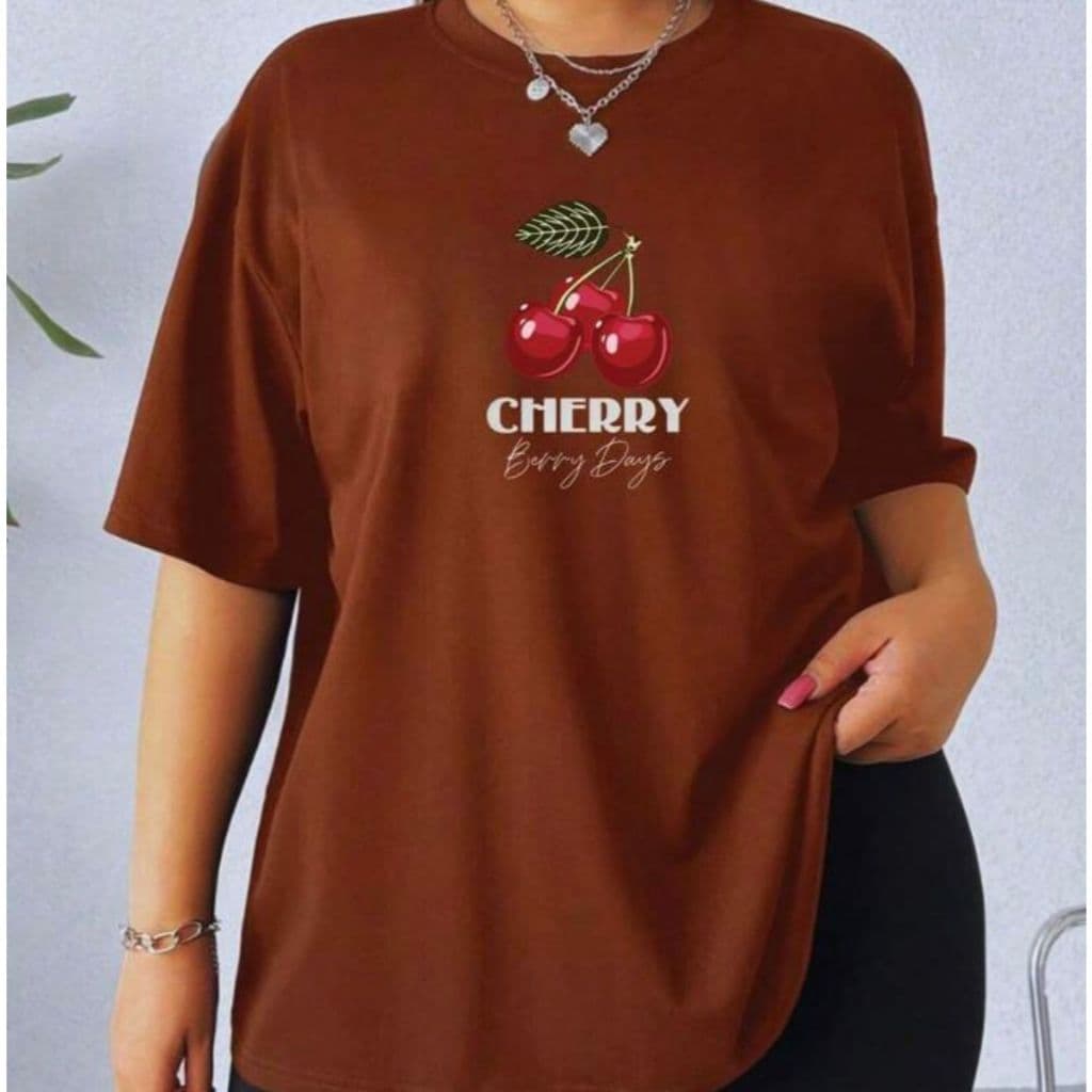 Camisetão Cereja Cherries Tendência Estilosa Moda oversized promoçao