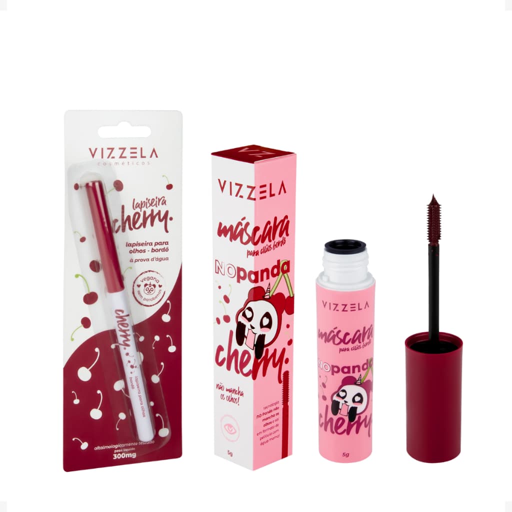 Vizzela Linha Cherry Rimel  e Lapiseira p/olhos e labios Cor Bordô