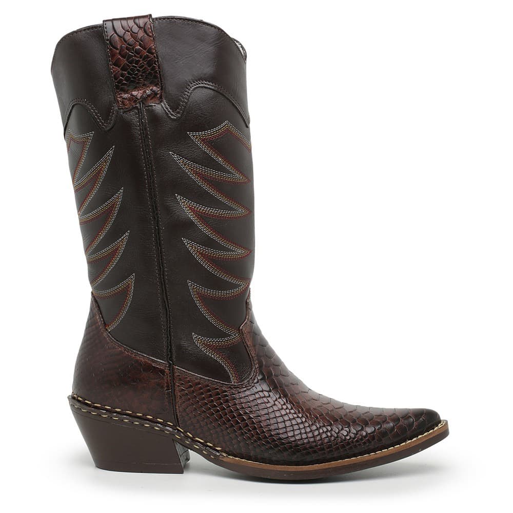 Texana Bico Fino Masculina Bordada 100% Couro Legítimo