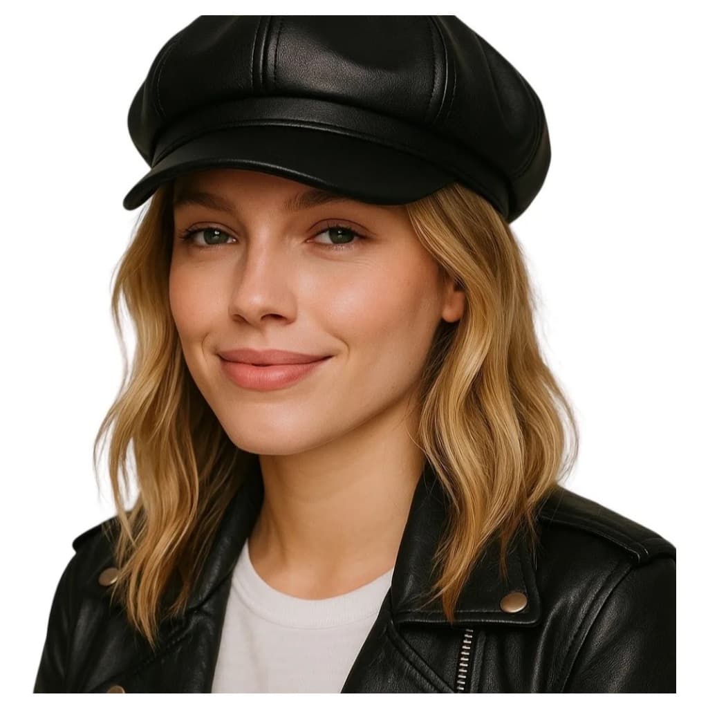 Boina Feminina Francesa Modelo Couro Sintético Boné Gorro Premium