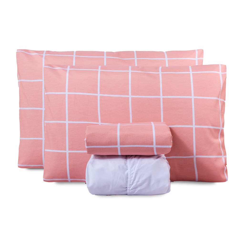 Jogo de Cama Lençol Classic Casal Padrão 4 Peças Algodão Toque Macio