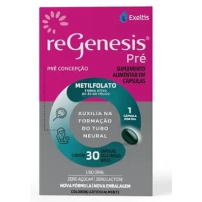 Regenesis Pré 30 Capsulas Acido Fólico Metilfolato B12 Ômega