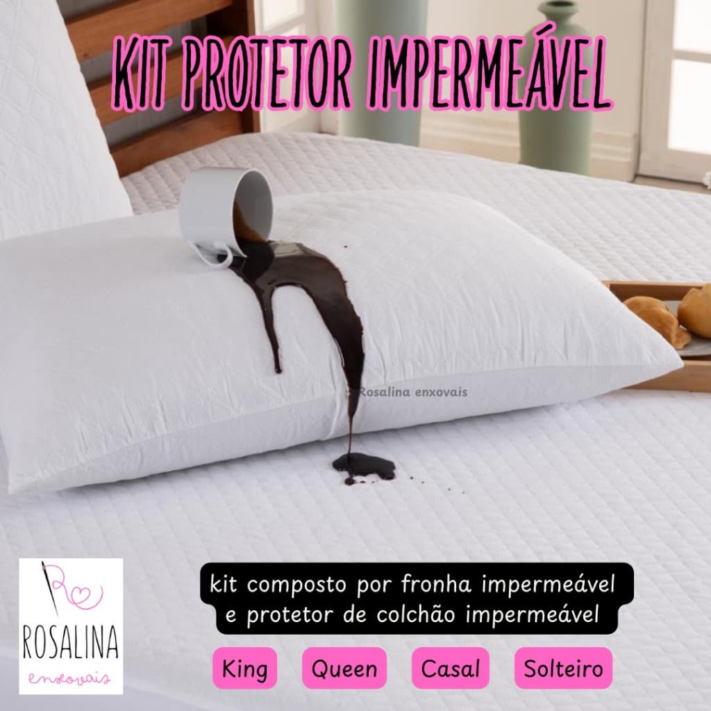 KIT Capa Para Colchão Capa Impermeavel Matelado Com Elastico e Porta Travesseiros Impermeáveis