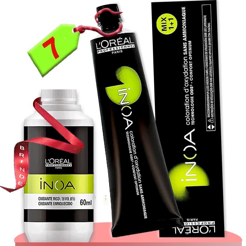 Tinta Coloração Inoa COR 7 LOURO Loreal 60g + OX Inoa - Tintura sem Amônia e sem Chumbo