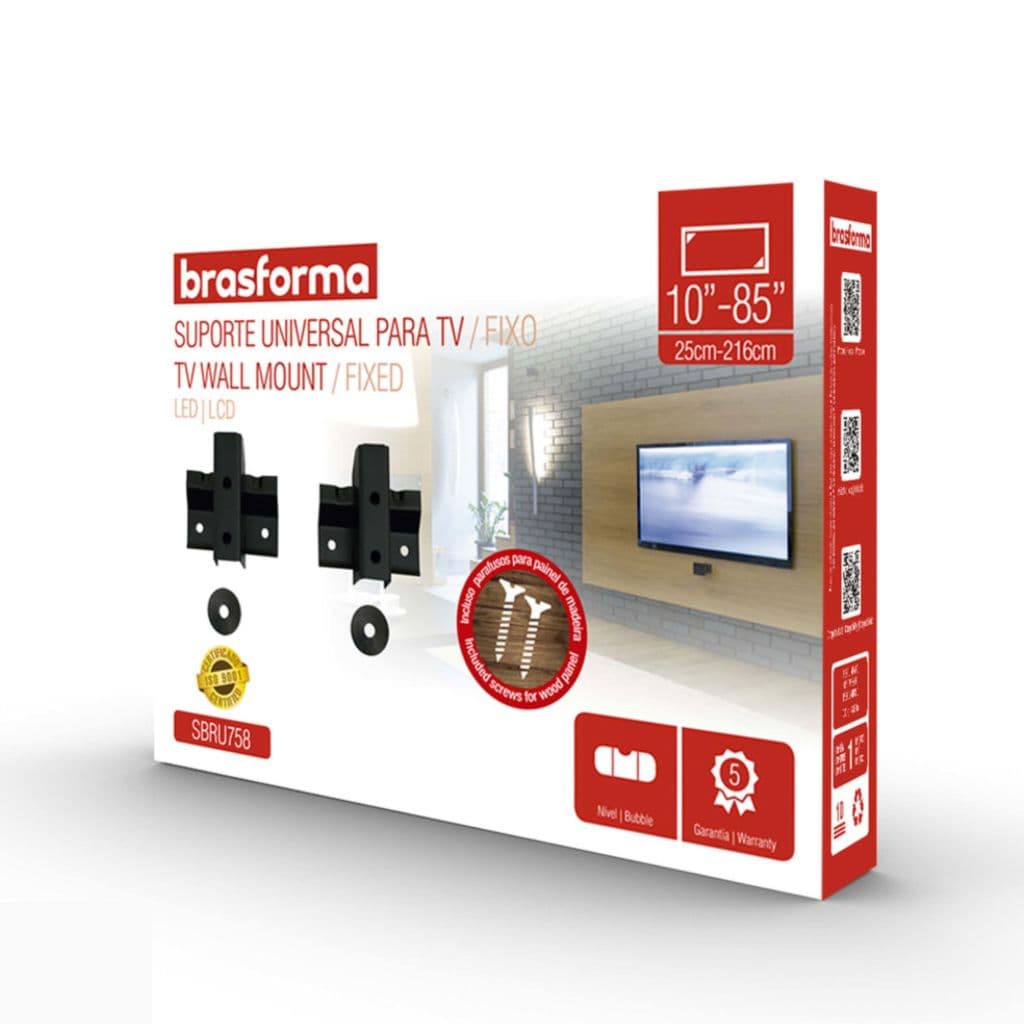 Suporte TV Grande Universal 10 à 85 100kg Ultra Slim LED E LCD Brasforma SBRU758
