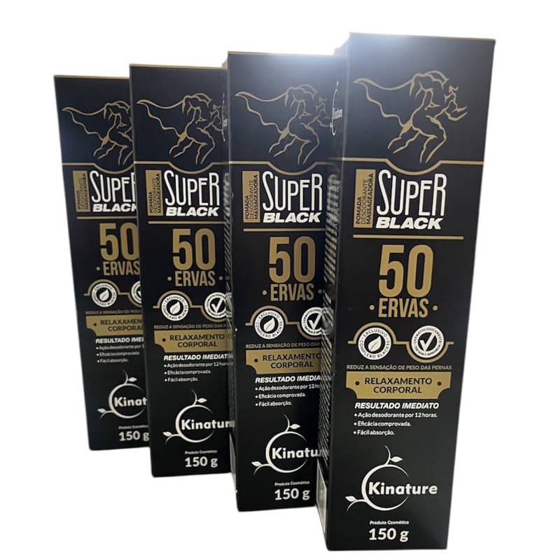 Kit Pomada Massageadora Super Black 50 Ervas 150g Kinature - Bio instinto