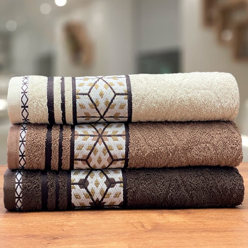Toalha de Rosto 50x70 cm Jacquard Horus 400g/m² 100% Algodão Felpuda Boa Absorção