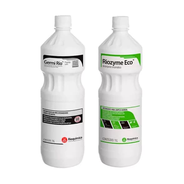 Kit Detergente Enzimático 1L + Desinfetante 1L Rioquímica Uso Profissional