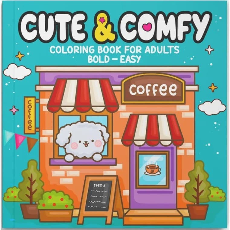 Coleção Cute & Comfy Coloring Book for Adults Especial Tik Tok Livro para Colorir Ursinho Crianças e Adultos